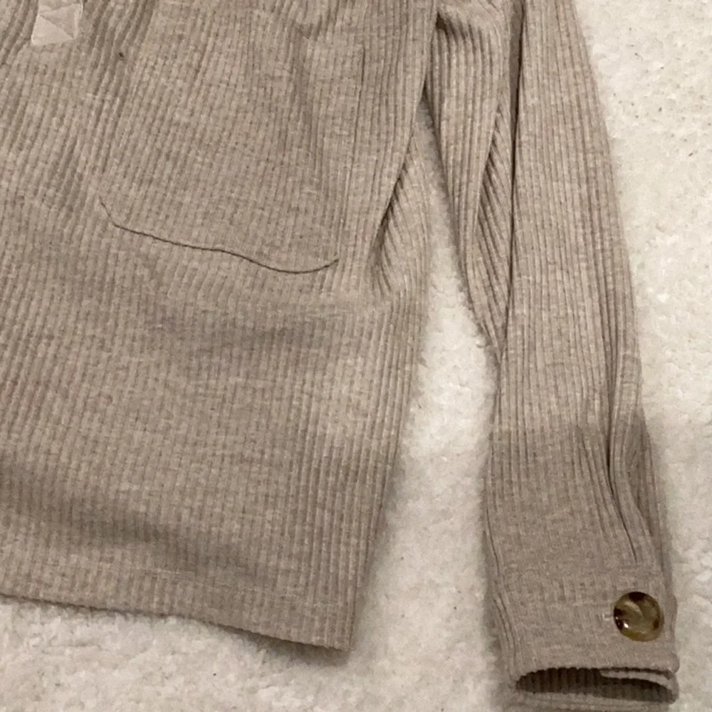 Beige Ribbed Long Sleeve Top - Picture 2 of 4